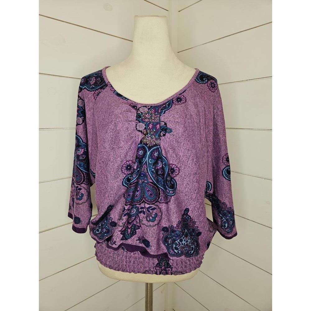 Energe World Wear Small Purple & blue bohemian print flowy top